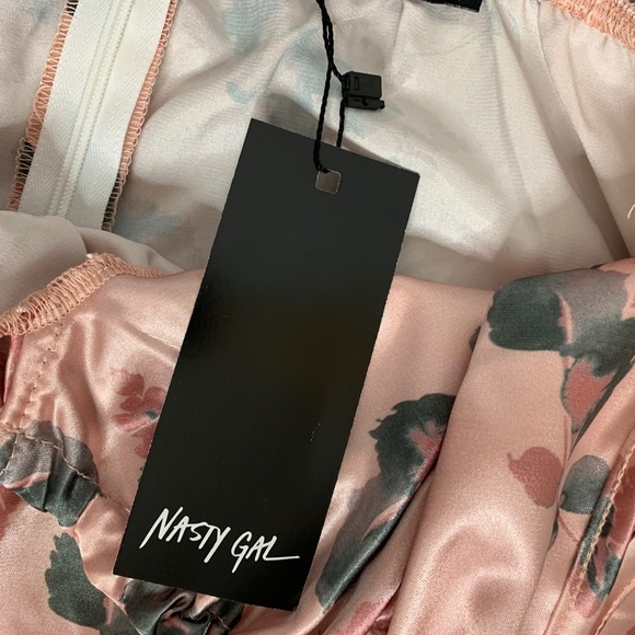 Nasty Gal Vintage Gather Detail Floral Mini Dress Rose Pink Size 4 - Picture 11 of 16